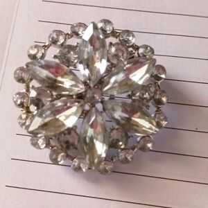 Silver Tone Rhinestone Brooch